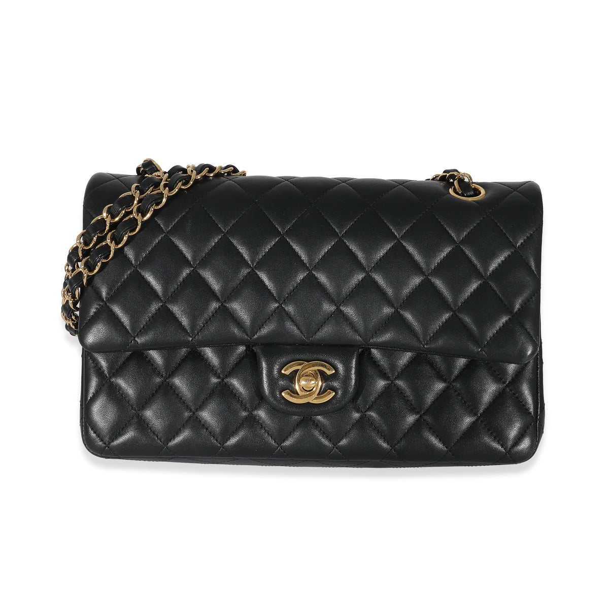 Black Lambskin Medium Classic Double Flap Bag