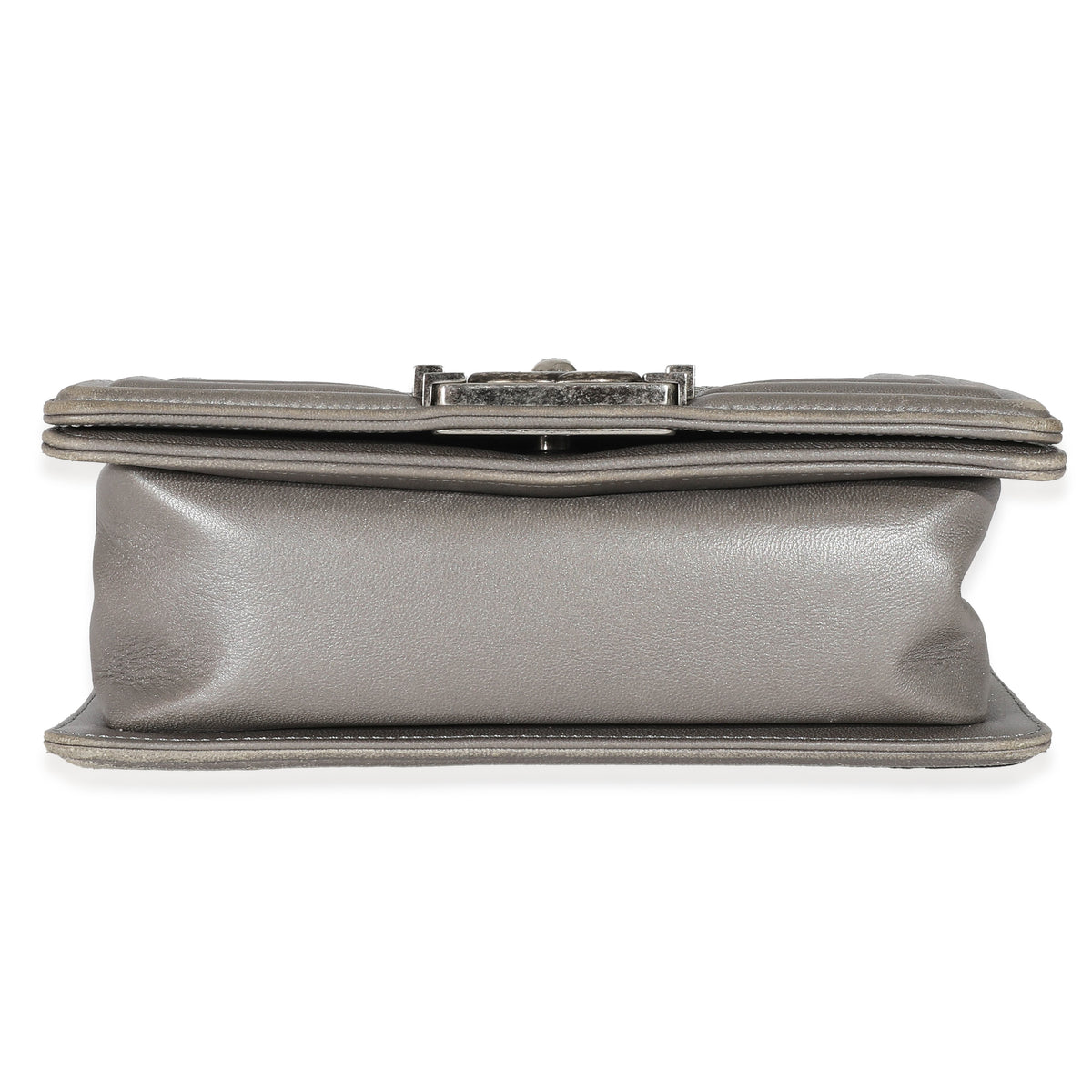Chanel Grey Lambskin Galuchat Stingray Small Boy Bag Handbag stamp
