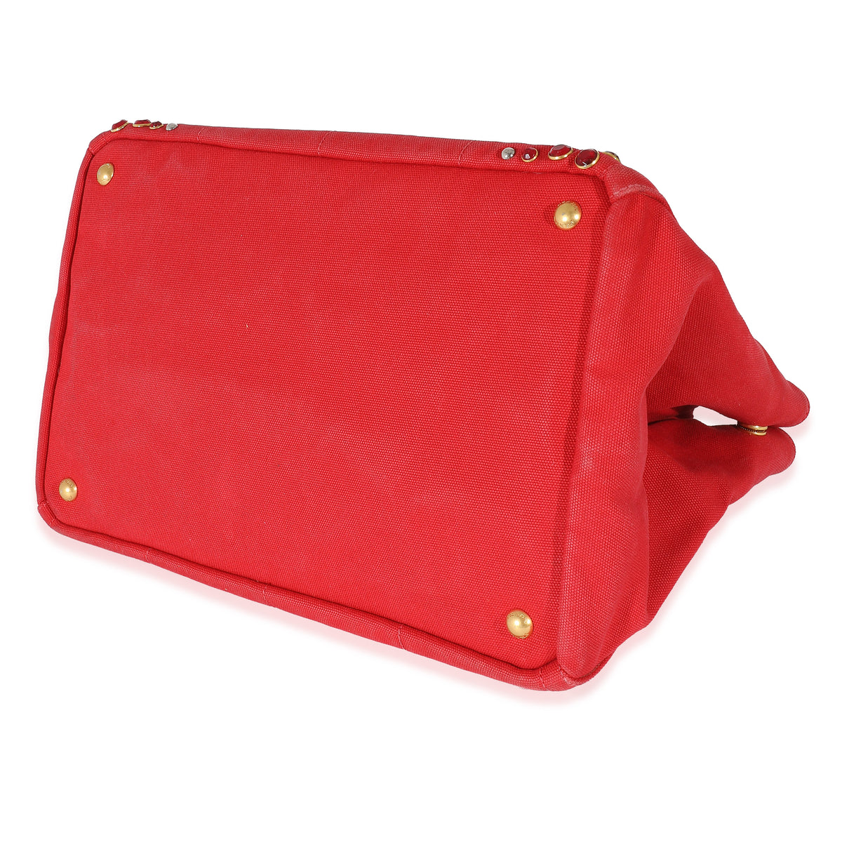 Red Canvas Studded Medium Canapa Tote