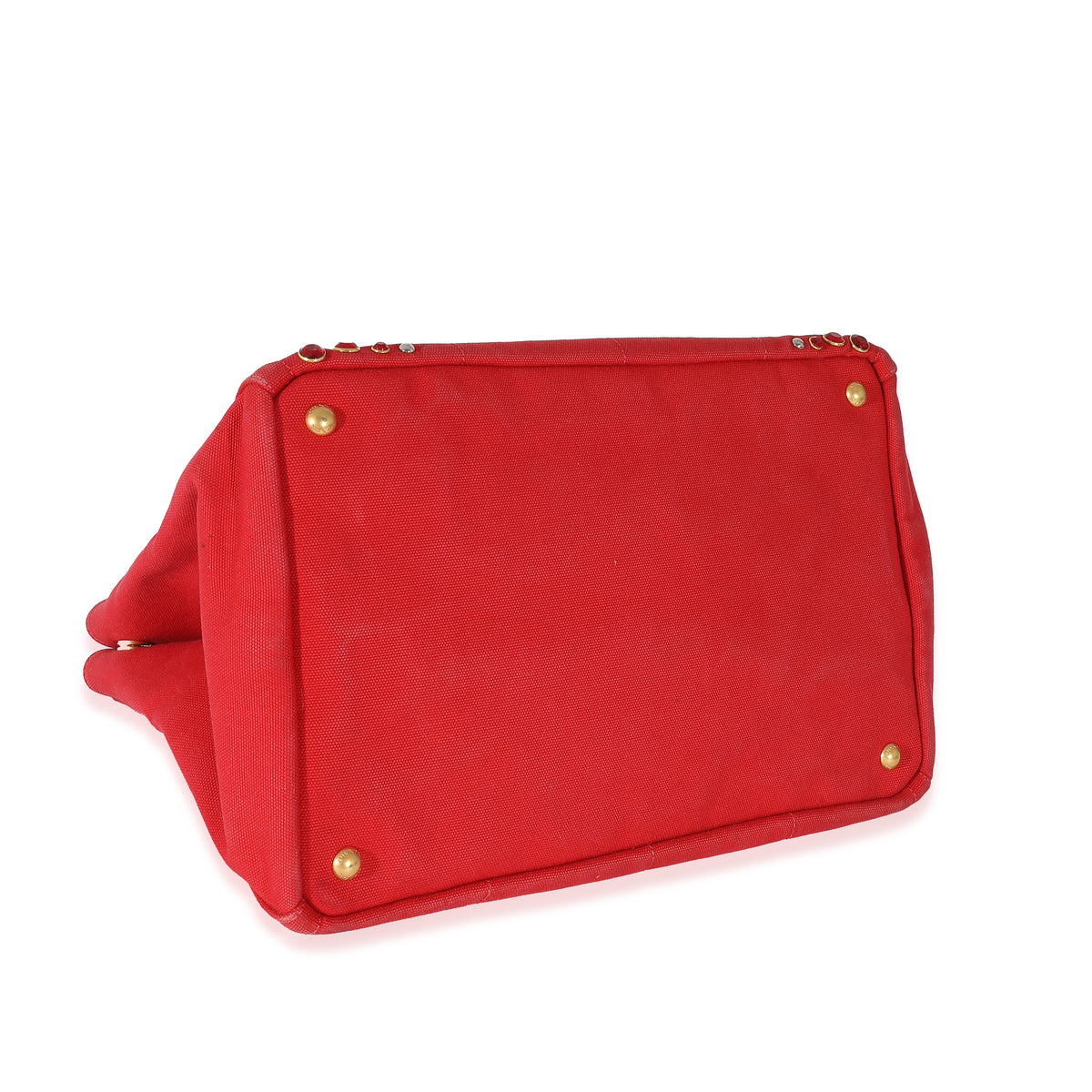 Red Canvas Studded Medium Canapa Tote