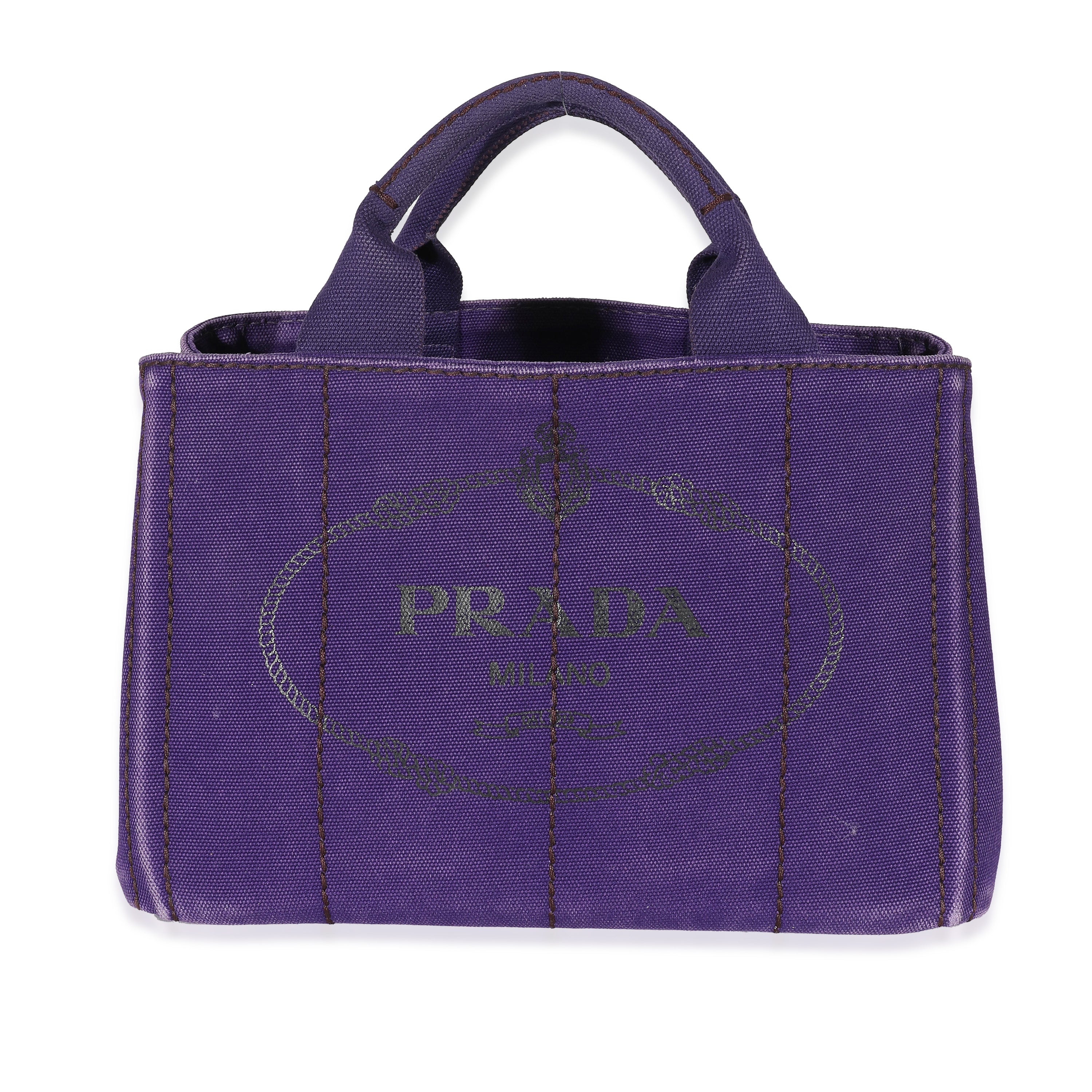 難ありPRADA パープル トートバッグ　カナパ Prada Purple Canvas Small Canapa Tote | myGemma | Item #132658