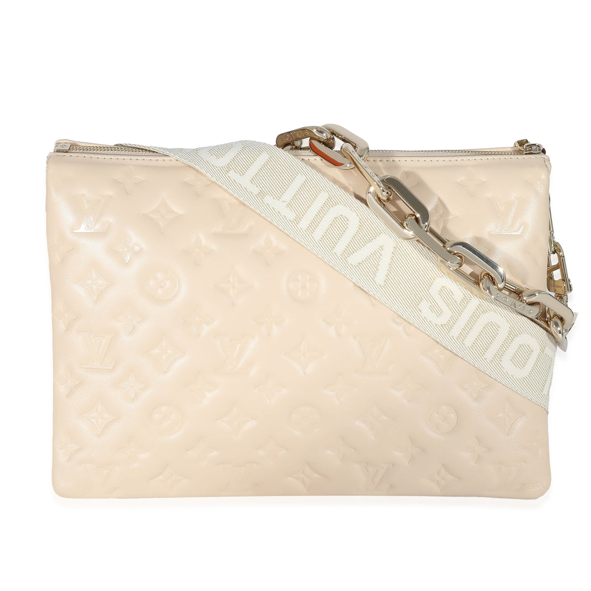 Cream Monogram Puffy Lambskin Coussin MM