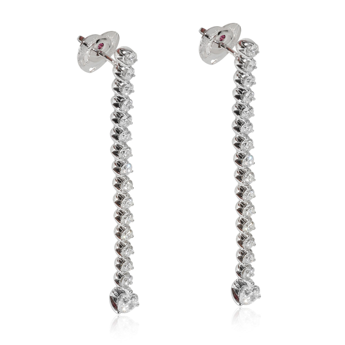 Cento Tulip  Drop Diamond Earrings in 18k White Gold 4 1/5 Ctw