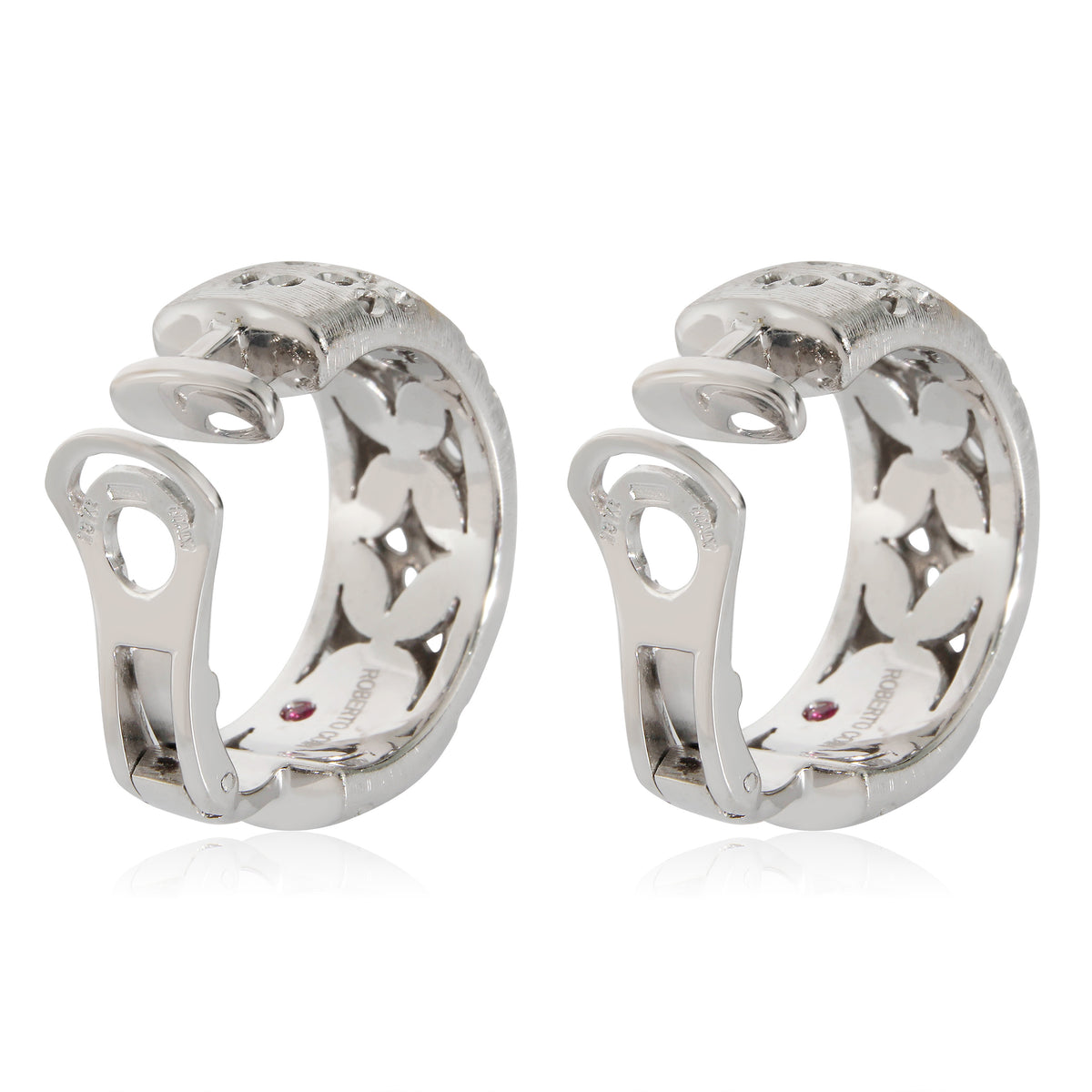 Granada Clip On Hoop Earrings in 18k White Gold 3/8 Ctw