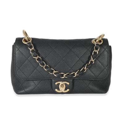 Chanel Black Quilted Caviar Small City Walk Flap Bag