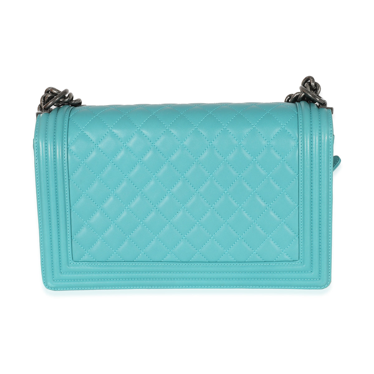 Aqua Quilted Lambskin New Medium Boy Bag