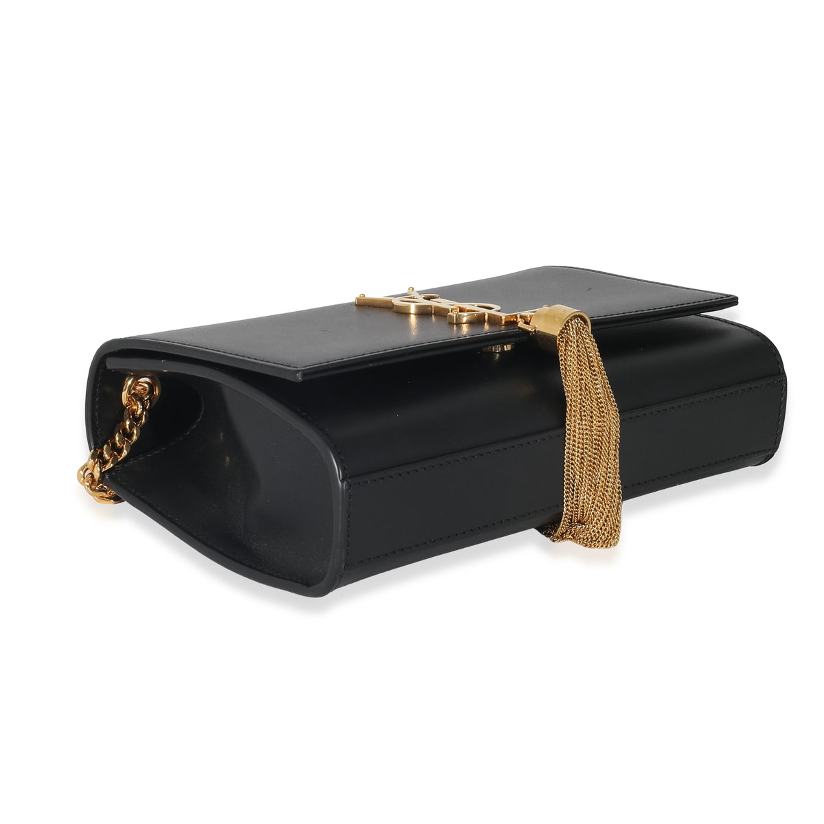 Black Smooth Leather Small Kate Tassel Bag