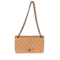 Gold Metallic Caviar Jumbo Double Flap Bag