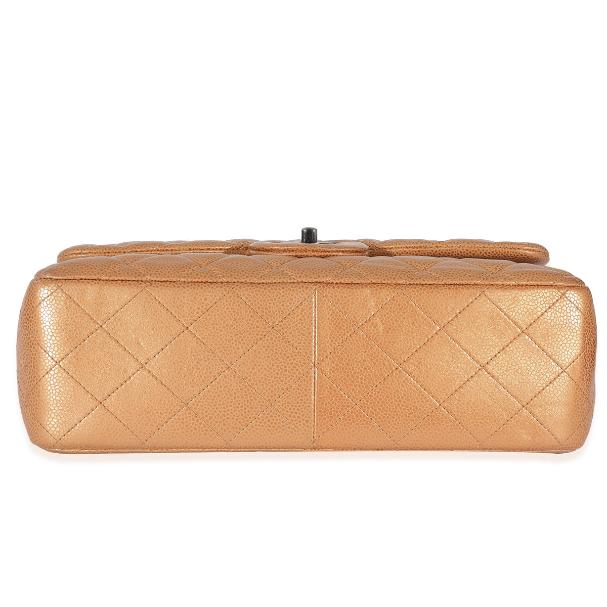 Gold Metallic Caviar Jumbo Double Flap Bag