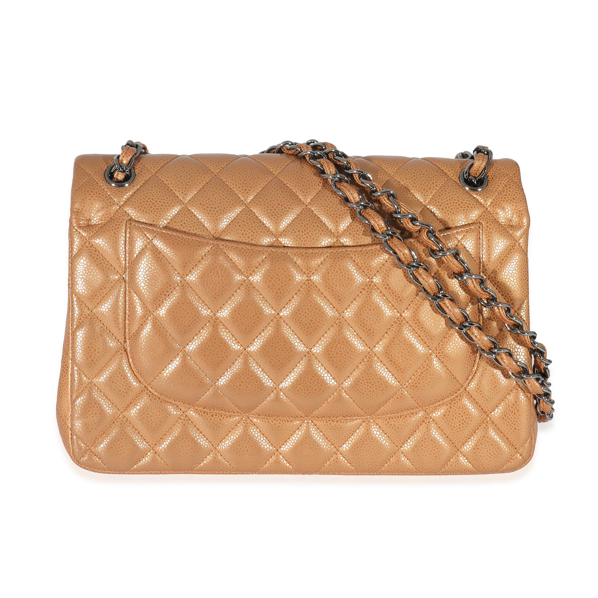 Gold Metallic Caviar Jumbo Double Flap Bag