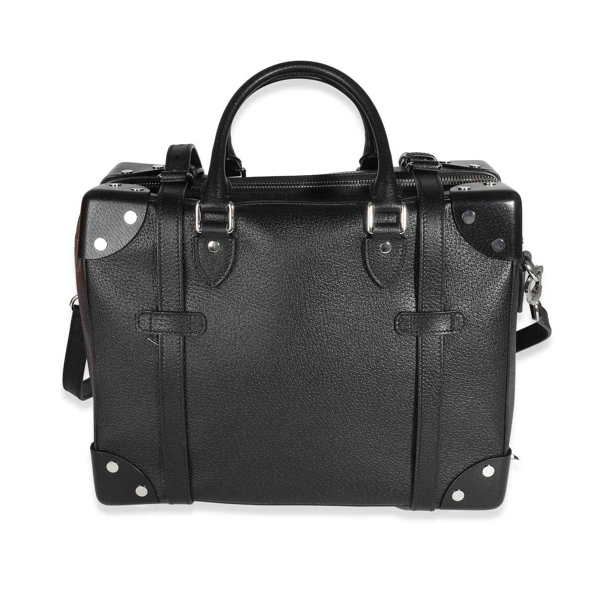 Black Leather Weekender Mini Suitcase