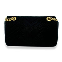 Black Matelassé Velvet Small Marmont Shoulder Bag