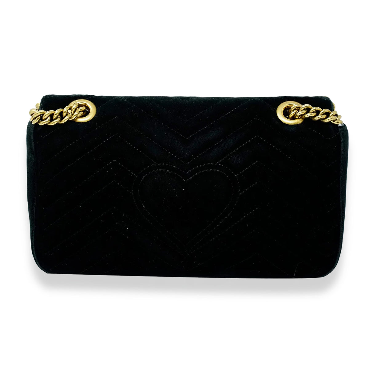 Black Matelassé Velvet Small Marmont Shoulder Bag