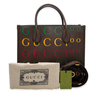 Brown Multicolor Textured Dollar Calfskin Small Gucci 100 Tote