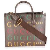 Brown Multicolor Textured Dollar Calfskin Small Gucci 100 Tote