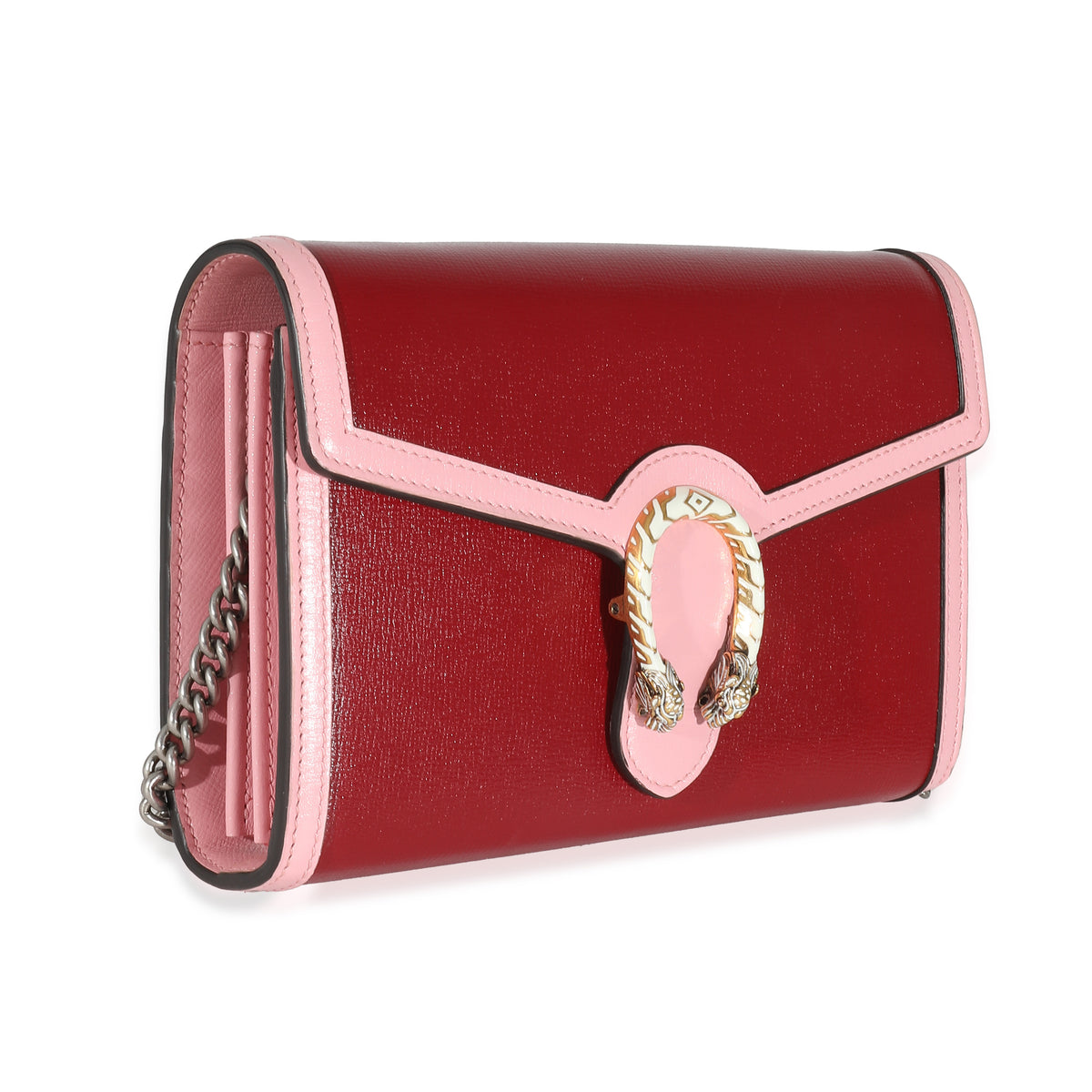 Pink White Leather Dionysus Chain Wallet