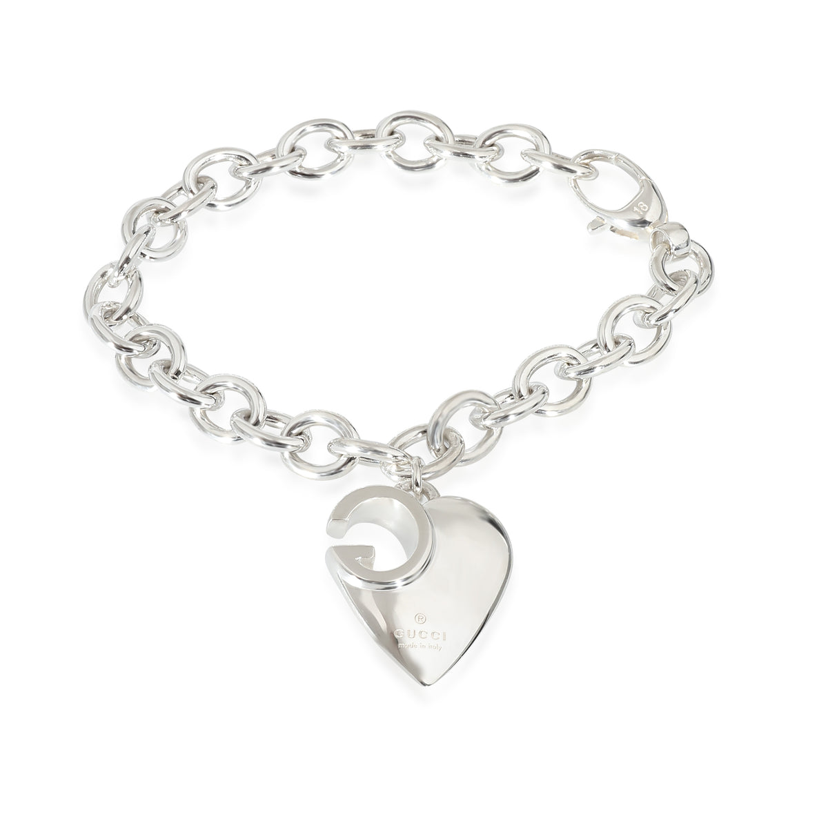 GG Cutout Heart Charm Bracelet in Sterling Silver