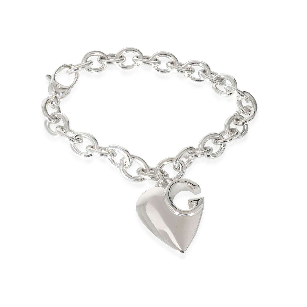 GG Cutout Heart Charm Bracelet in Sterling Silver