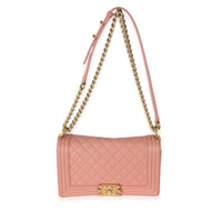 Pink Quilted Caviar Old Medium Boy Bag