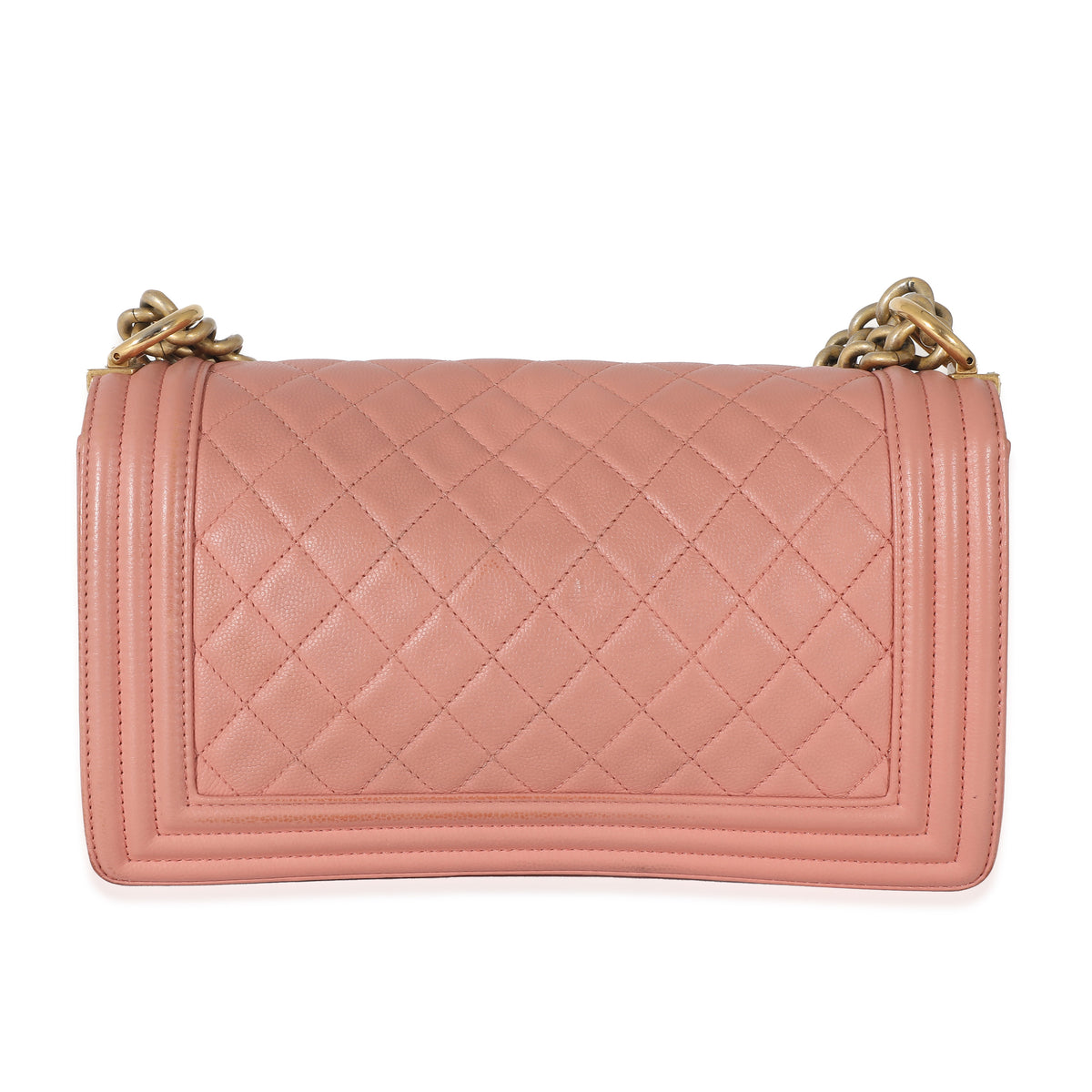 Pink Quilted Caviar Old Medium Boy Bag