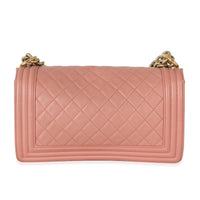 Pink Quilted Caviar Old Medium Boy Bag