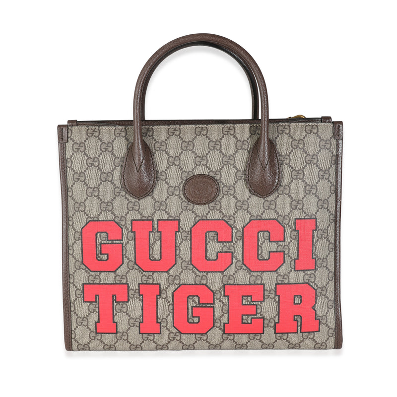 Gucci Beige GG Supreme Monogram Small Tiger Tote