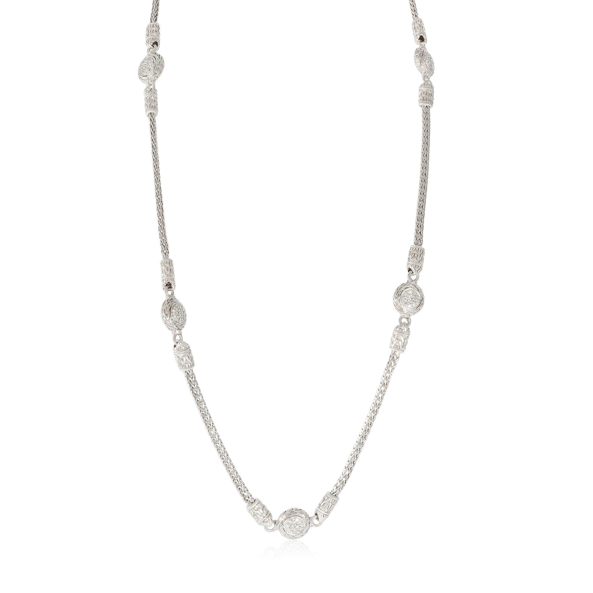 5 Station Diamond Necklace in Sterling Silver 1.20 CTW