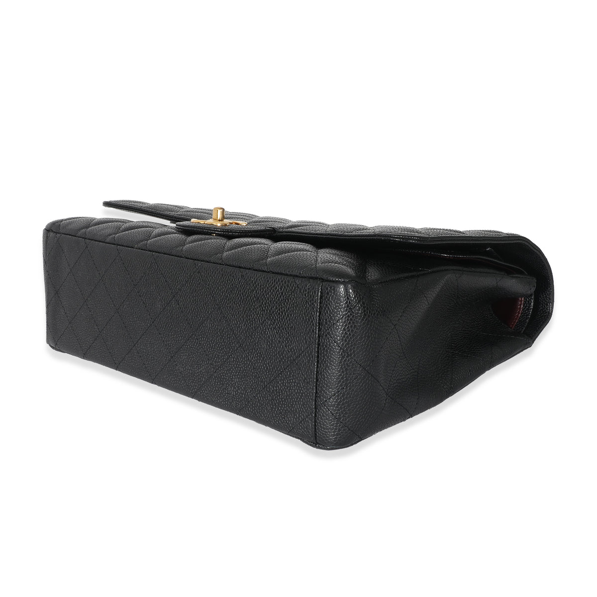 Black Caviar Maxi Double Flap Handbag