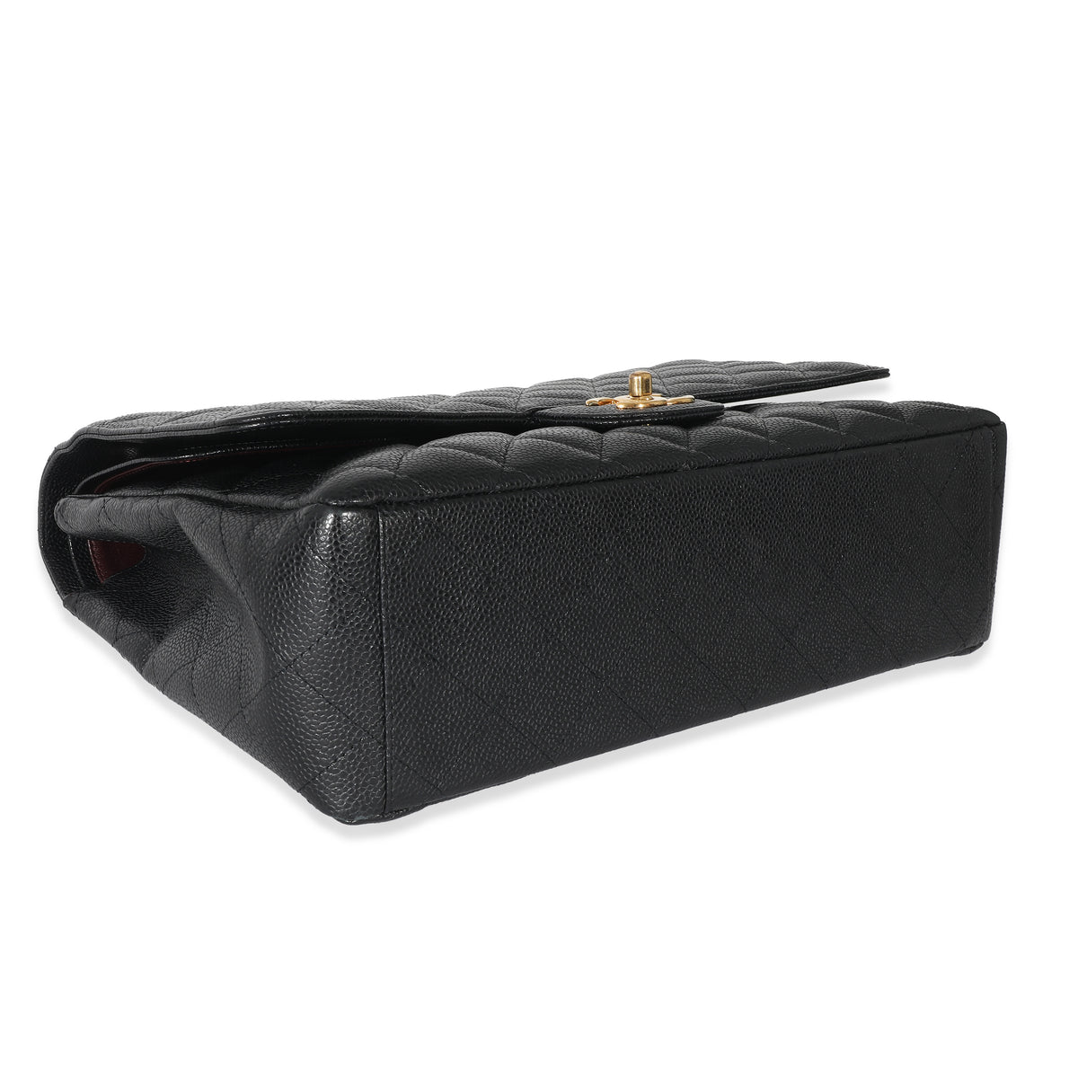 Black Caviar Maxi Double Flap Handbag