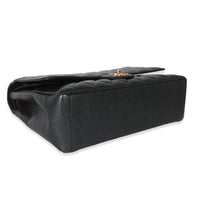 Black Caviar Maxi Double Flap Handbag