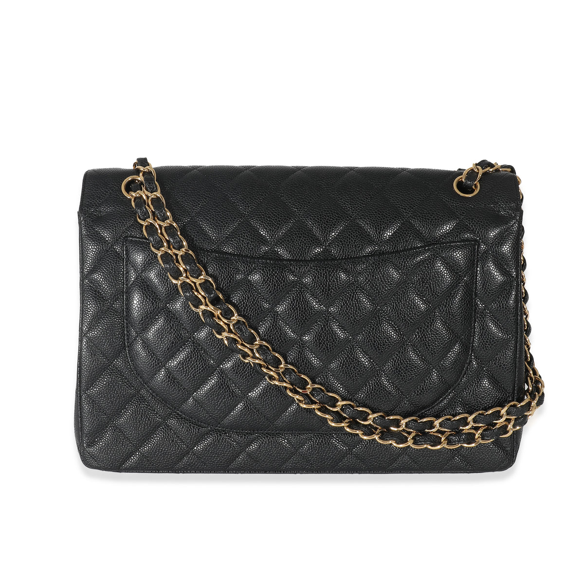 Black Caviar Maxi Double Flap Handbag