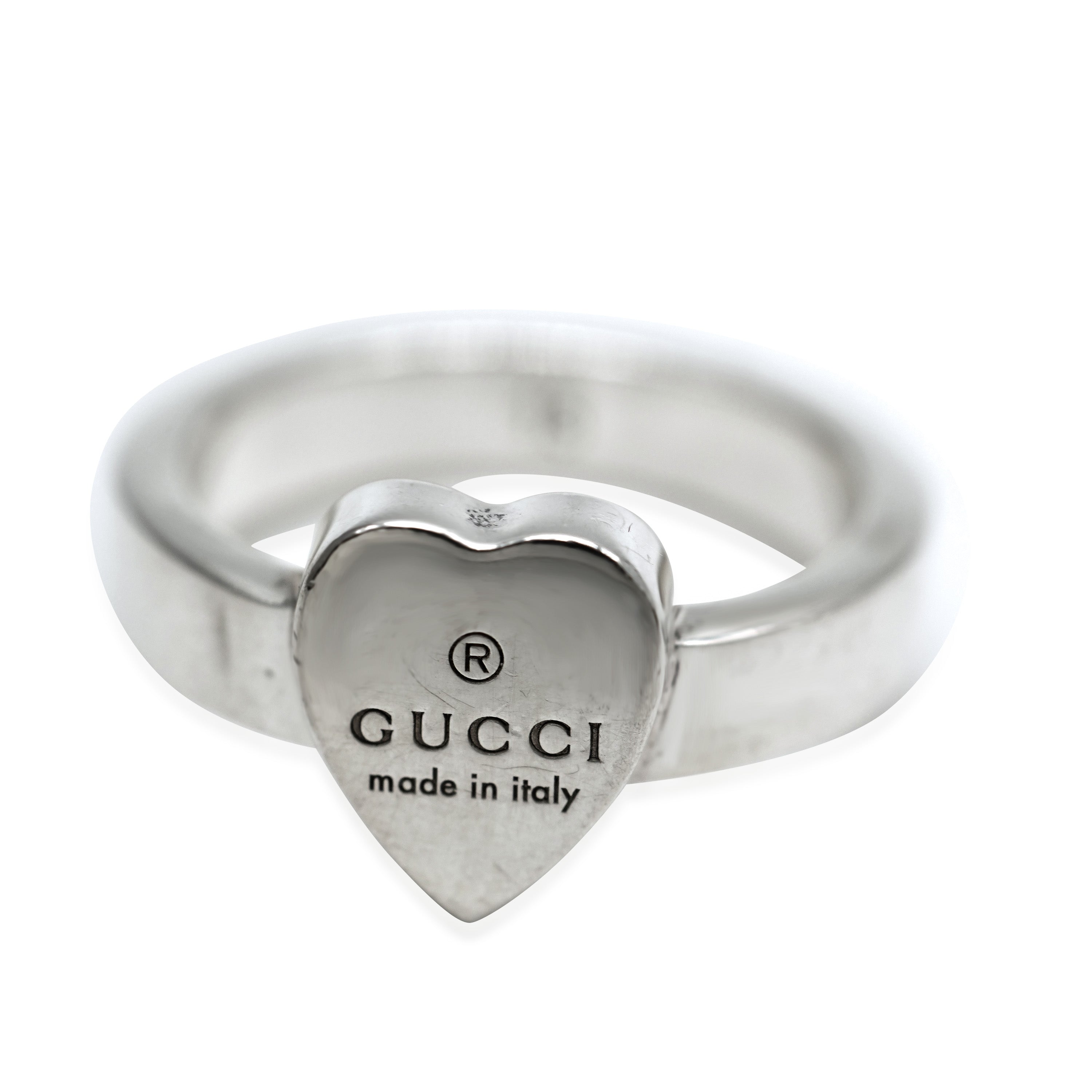 925 Sterling Gucci Trademark Sterling Silver Heart Ring Trademark