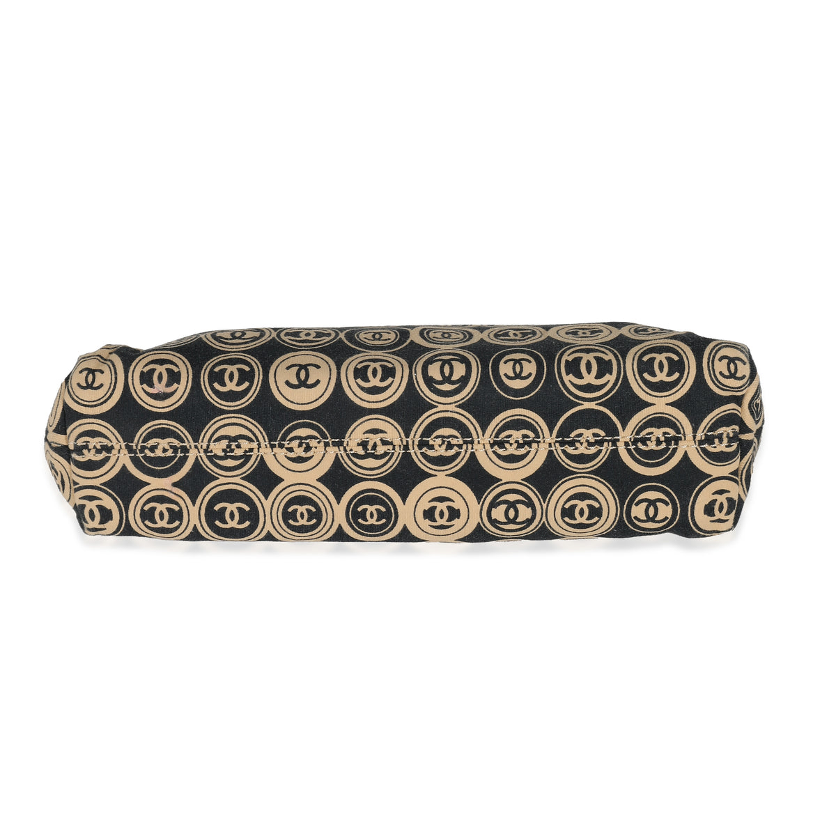 Black Beige Canvas CC Logo Clutch