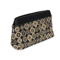 Black Beige Canvas CC Logo Clutch