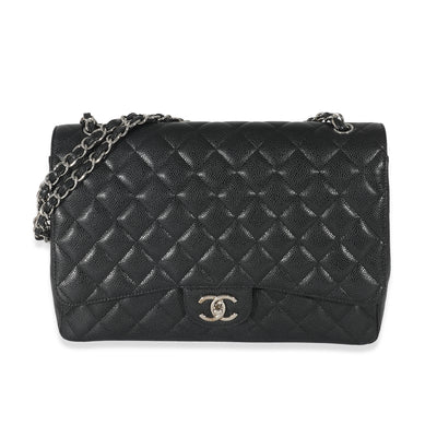 Black Quilted Maxi Double Flap Bag