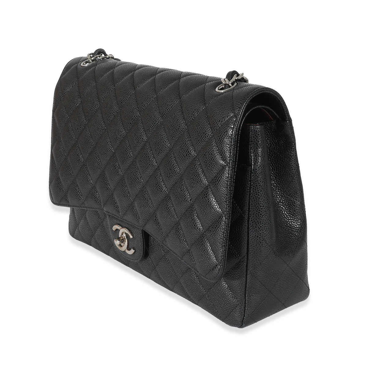 Black Quilted Maxi Double Flap Bag