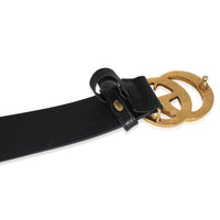 Black Leather Gold Double G Buckle Belt