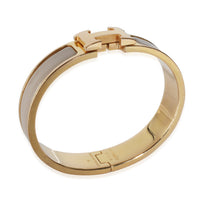 Hermès Marron Glacé Enamel Gold Clic H Bracelet
