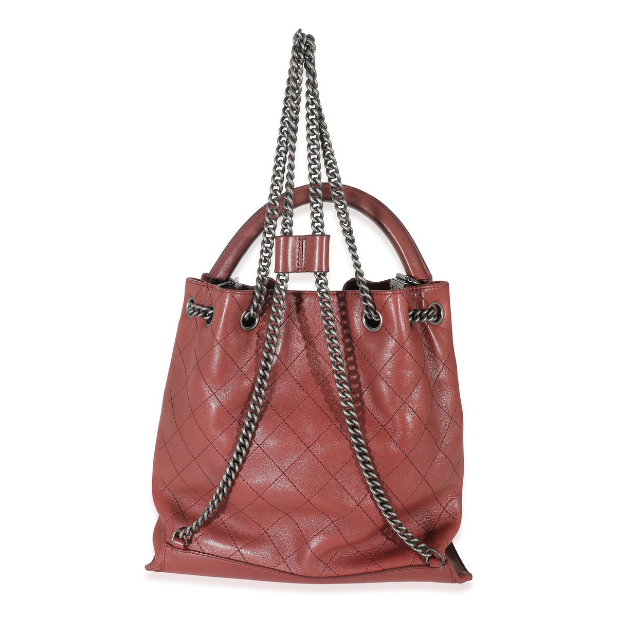 Burgundy Calfskin Stitched Medium Urban Luxury Drawstring Backpack