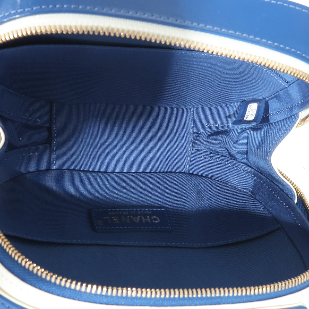 Navy White Crumpled Calfskin Vanity Case