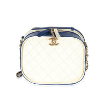 Navy White Crumpled Calfskin Vanity Case