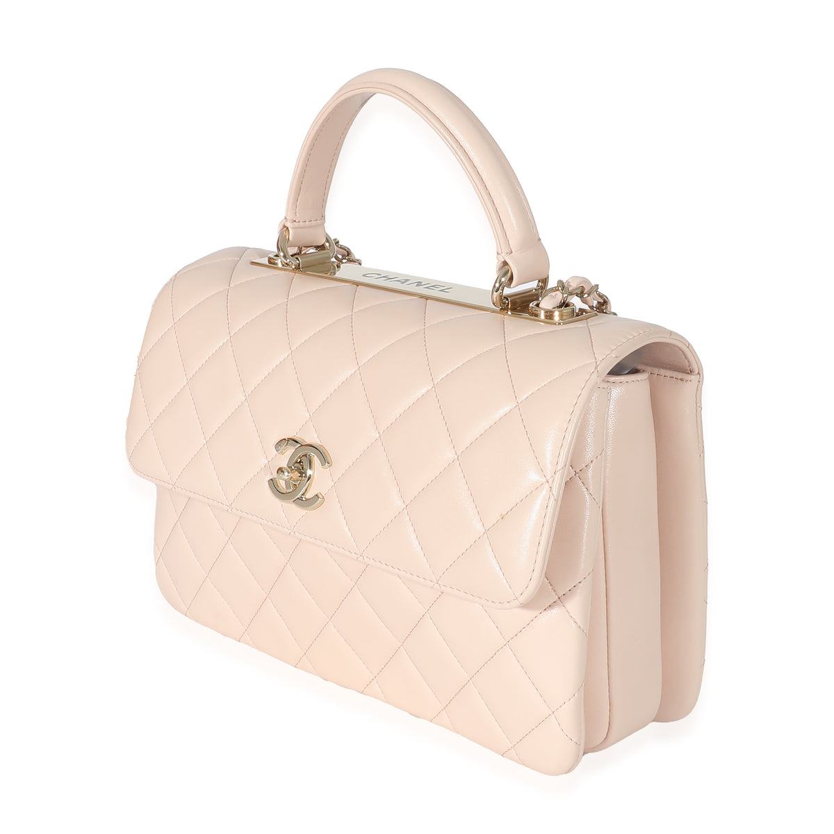 Pink Quilted Lambskin Medium Trendy CC Dual Top Handle Bag