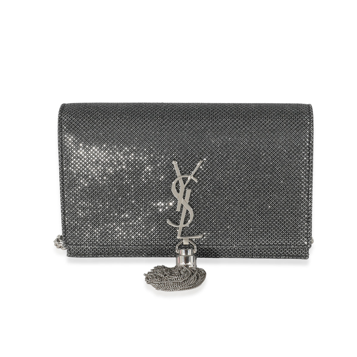 Silver Embossed Kate Tassel Chain Wallet