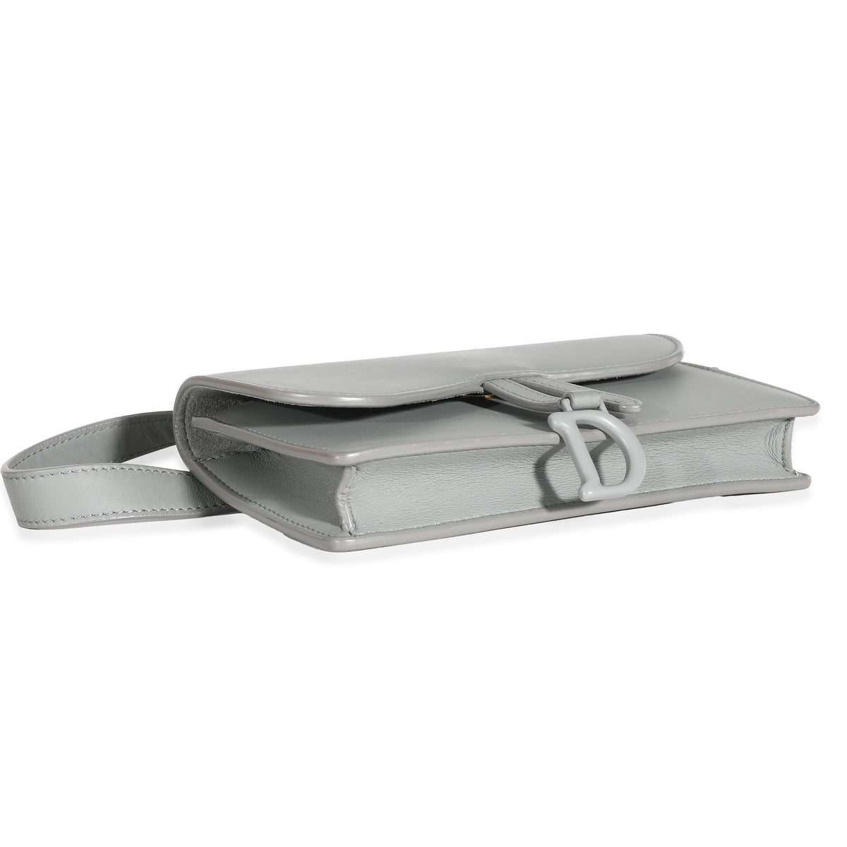 Grey Calfskin Saddle Belt Pouch