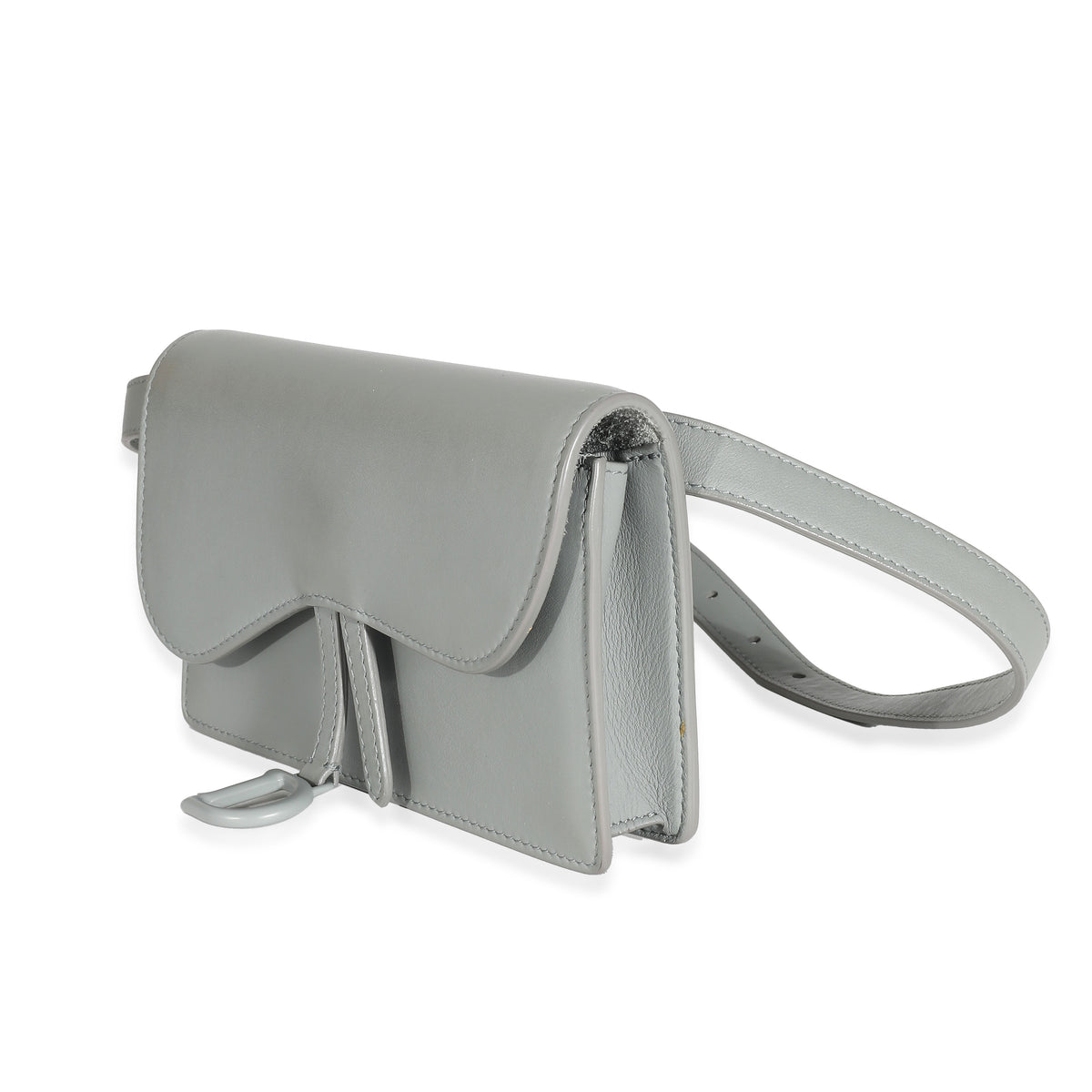 Grey Calfskin Saddle Belt Pouch