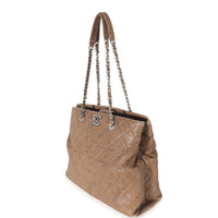 Brown Quilted Crumpled Calfskin CC Tote