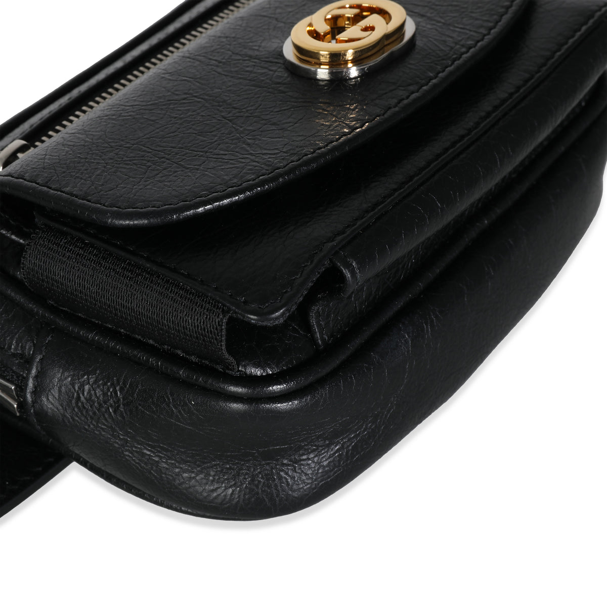 Black Cracked Calfskin Morpheus Belt Bag 70/28