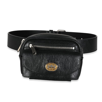 Black Cracked Calfskin Morpheus Belt Bag 70/28