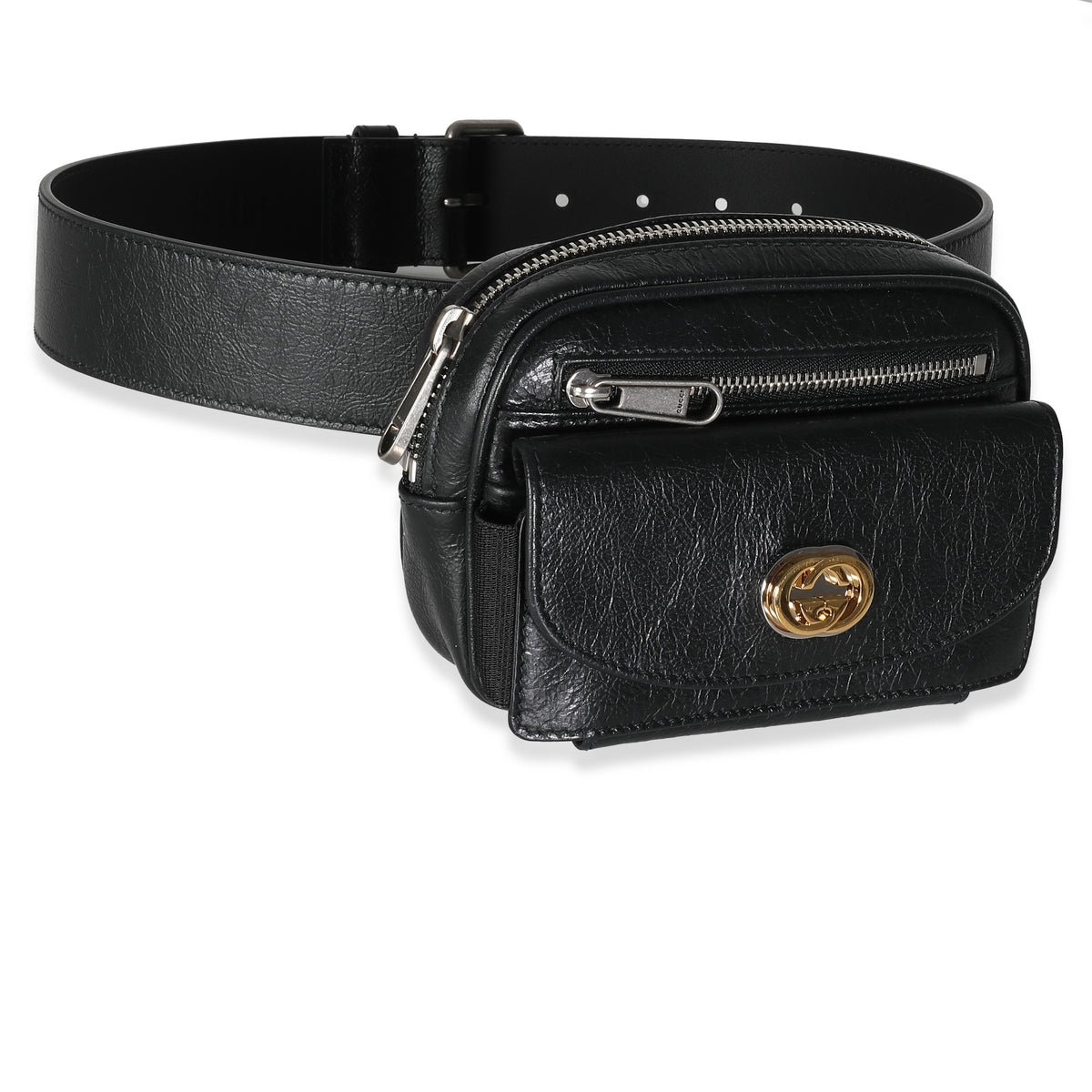 Black Cracked Calfskin Morpheus Belt Bag 70/28