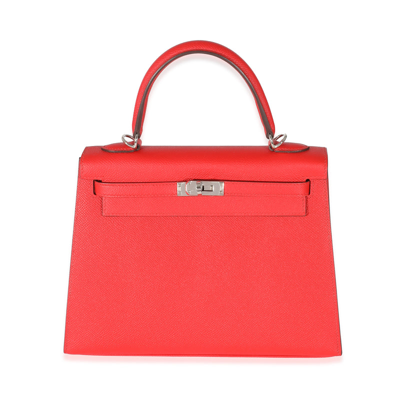 Hermès Epsom Rouge Casaque Kelly Sellier 25 PHW